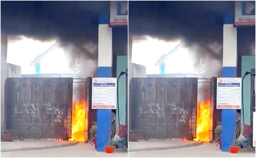 Hiện trường vụ cháy ở cây xăng tư nhân ở huyện Nam Đàn. (Ảnh: VTC News)