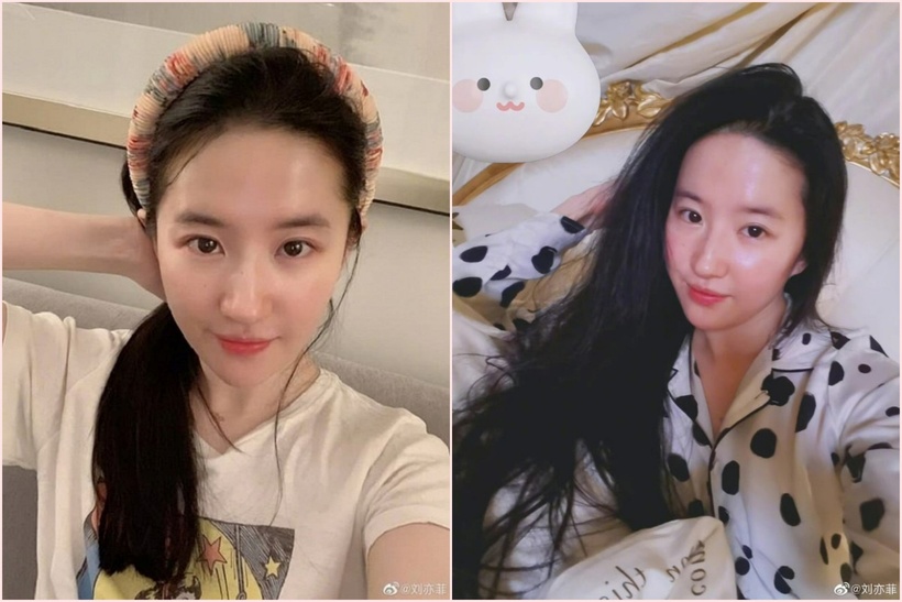 Lưu Diệc Phi được nhận xét là trông trẻ trung hơn khi để mặt mộc tự nhiên.
