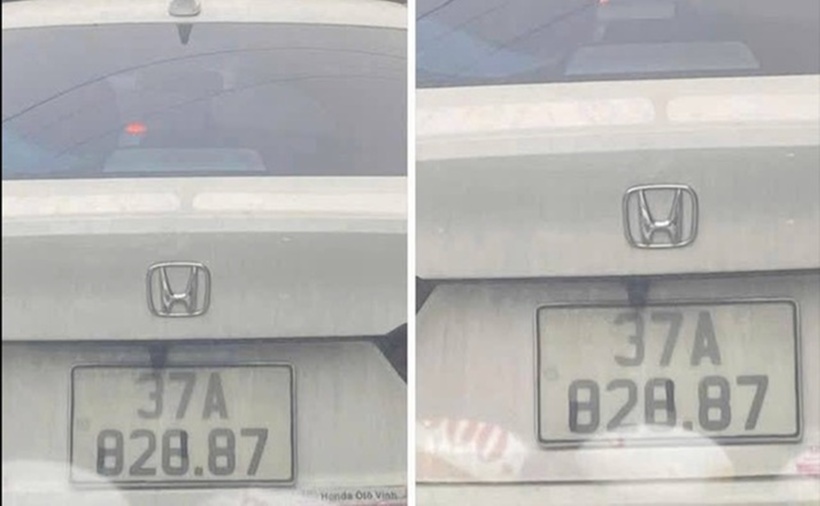 Biển số xe bị dán, sửa. (Ảnh: Thanh niên)