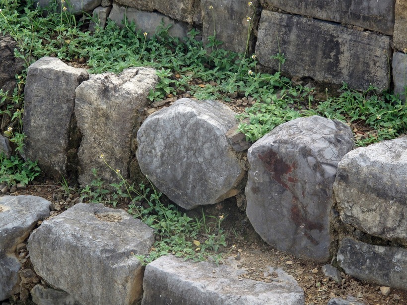 Entre los escalones de piedra que bordean el pozo hay varios bloques de piedra circulares cuyas identidades los arqueólogos aún están descifrando. Foto: VnExpress