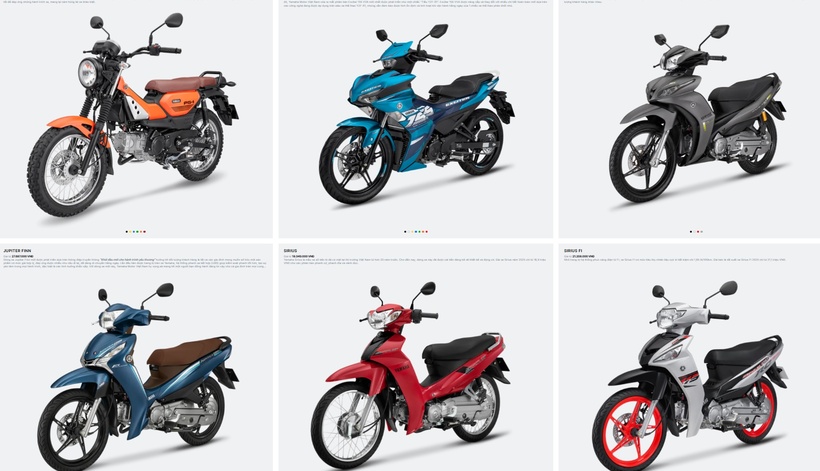 Một số dòng xe của Yamaha.