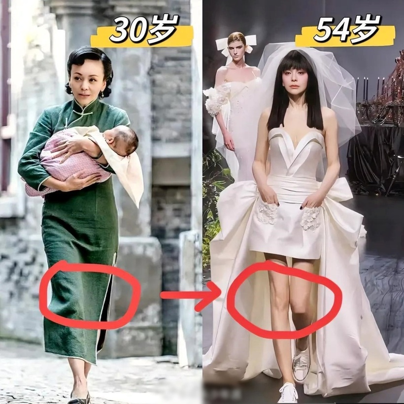 Hình ảnh Vương Lâm thời đóng phim "Tân dòng sông ly biệt" và hiện tại.