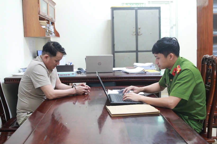 Trần Xuân Thủy tại cơ quan công an. Ảnh: Báo Giao Thông.