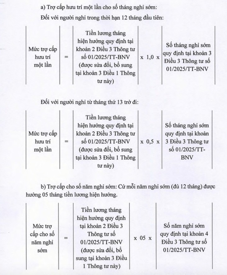 Trường hợp có tuổi đời còn từ đủ 2 năm đến đủ 5 năm đến tuổi nghỉ hưu, được hưởng 3 khoản trợ cấp