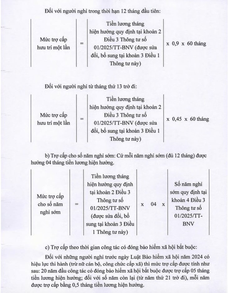 Cách tính 3 khoản trợ cấp cho cán bộ, công chức nghỉ hưu trước tuổi từ trên 05 năm đến đủ 10 năm - 1