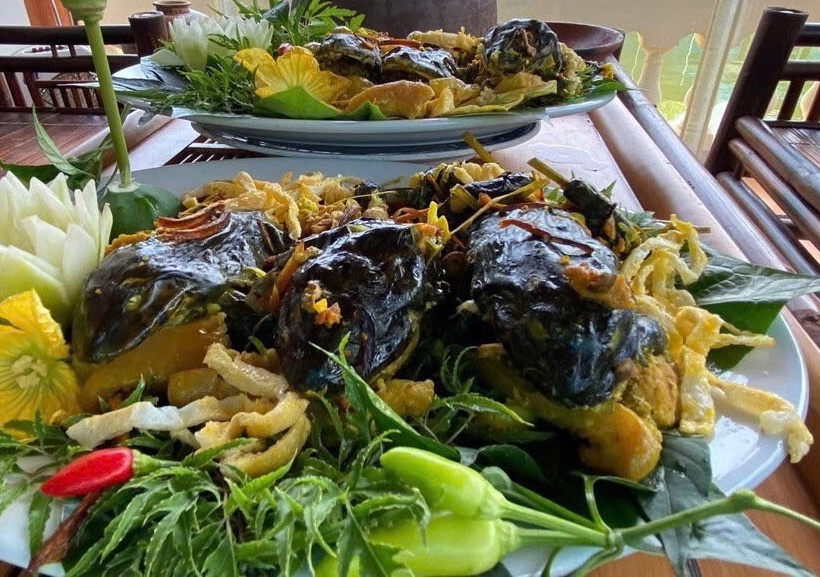 Món ếch om Phượng Tường vô cùng hấp dẫn.