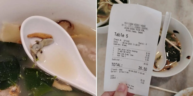 Thằn lằn được phát hiện trong bát xúp. Ảnh: MSNews