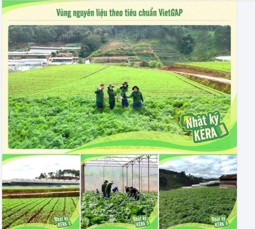 Quảng cáo "nổ tung trời" về nguyên liệu làm ra viên kẹo rau củ Kera. Ảnh: Tiền Phong