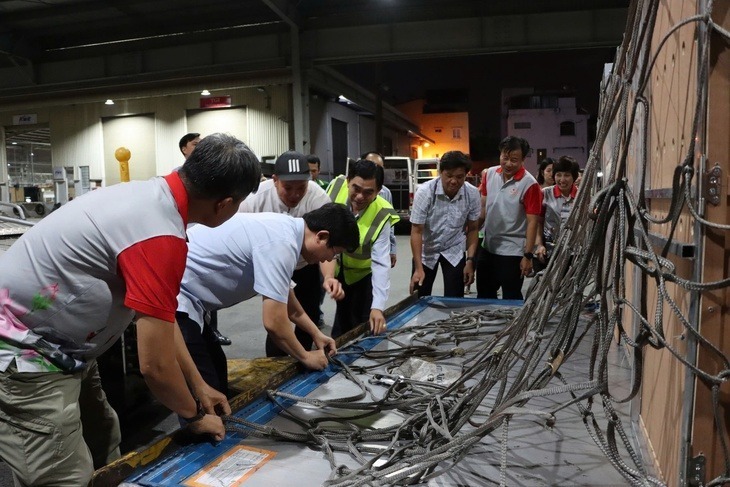 6 cá thể sếu đầu đỏ được nhân nuôi tại vườn thú ở Thái Lan và được chuyển về Việt Nam bằng đường hàng không. Ảnh: Tuổi trẻ Online