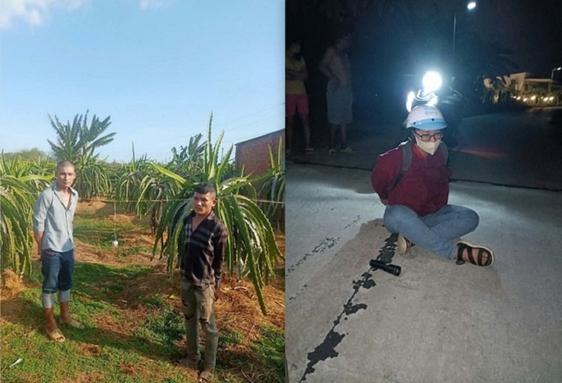 Sáng, Dũng cùng Nhung bị Công an xã Tân Thuận bắt giữ vì hành vi phi pháp. Ảnh: Người lao động