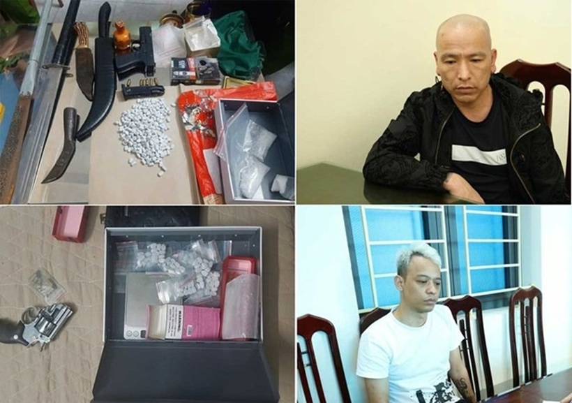 Các đối tượng và tang vật lực lượng chức năng thu giữ. Ảnh: Công an tỉnh Nam Định