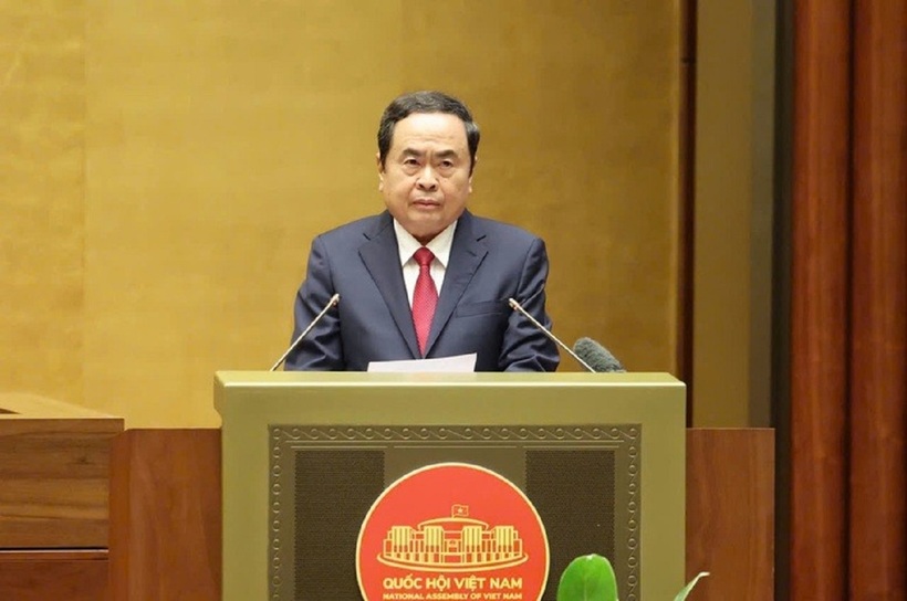 Chủ tịch Quốc hội Trần Thanh Mẫn đã truyền đạt Chuyên đề "Về sửa đổi hiến pháp và pháp luật; phương hướng bầu cử đại biểu Quốc hội khóa XVI và đại biểu Hội đồng nhân dân các cấp nhiệm kỳ 2026-2031" - Ảnh: VGP/Nhật Bắc