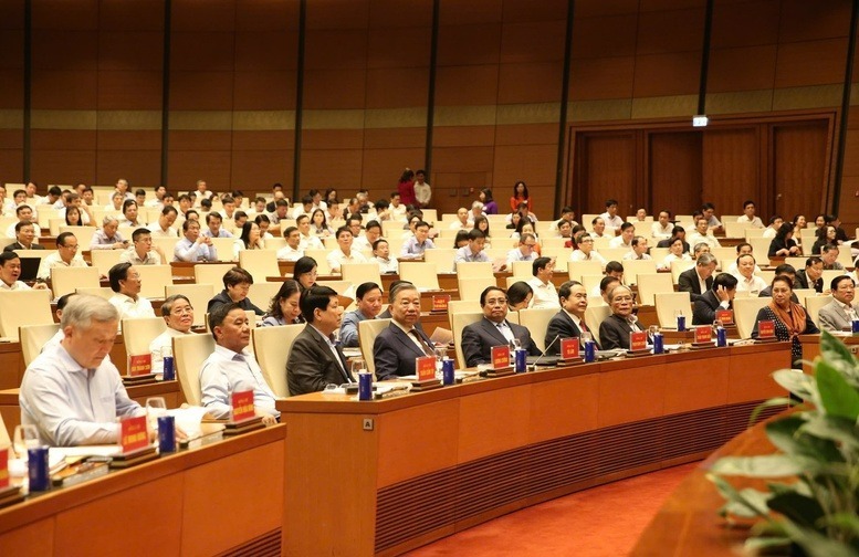 Các đồng chí lãnh đạo cấp cao của Đảng, Nhà nước, Quốc hội, Chính phủ dự Hội nghị - Ảnh: VGP/Nguyễn Hoàng