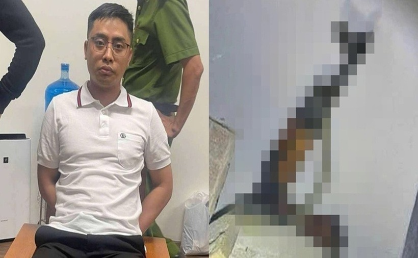 Bùi Đình Khánh và tang vật bỏ lại hiện trường trước khi tẩu thoát.