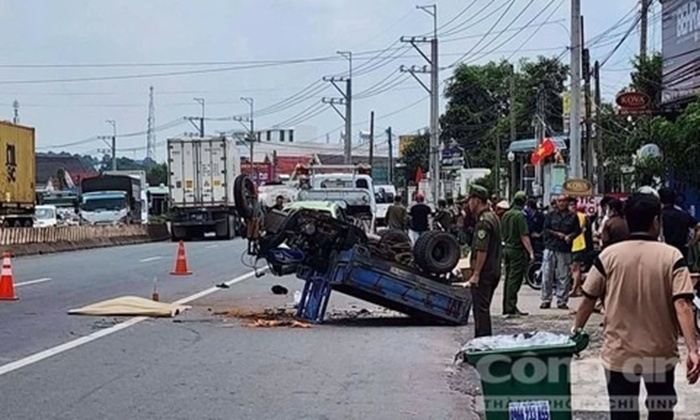 Hiện trường xảy ra vụ tai nạn. Ảnh: Báo Công an TP.HCM.