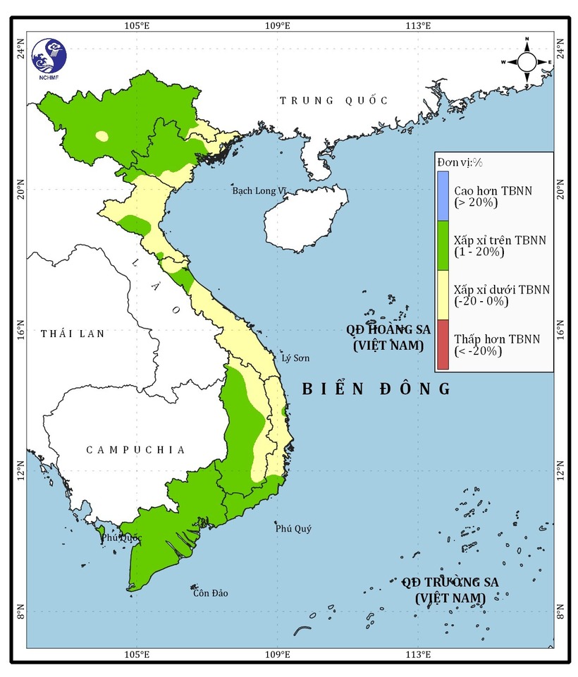 Bản đồ dự báo, cảnh báo khí tượng thủy văn thời hạn mùa trên phạm vi toàn quốc (từ tháng 5/2025 - 10/2025). Ảnh: Nchmf