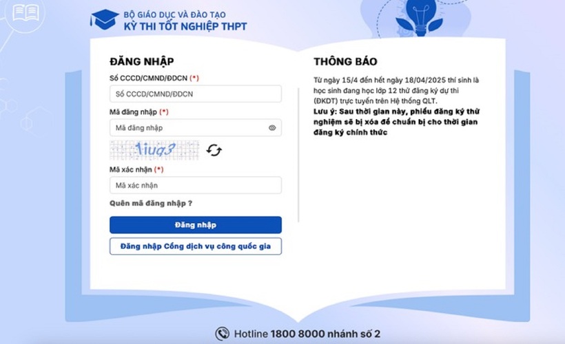 Nếu gặp lỗi hay vướng mắc, thí sinh gọi tới hotline 18008000 nhánh số 2 để được tư vấn. Ảnh: VTV
