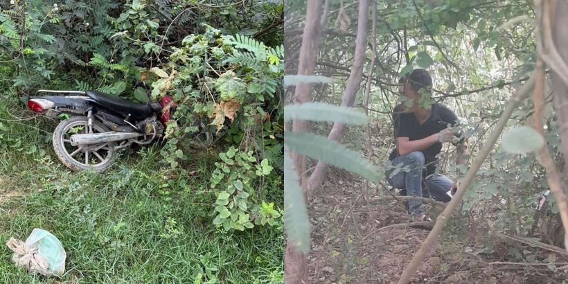 Đối tượng lẩn trốn tại khu vực lán trại ở Bãi sông Hồng sau khi gây ra vụ cướp tiền