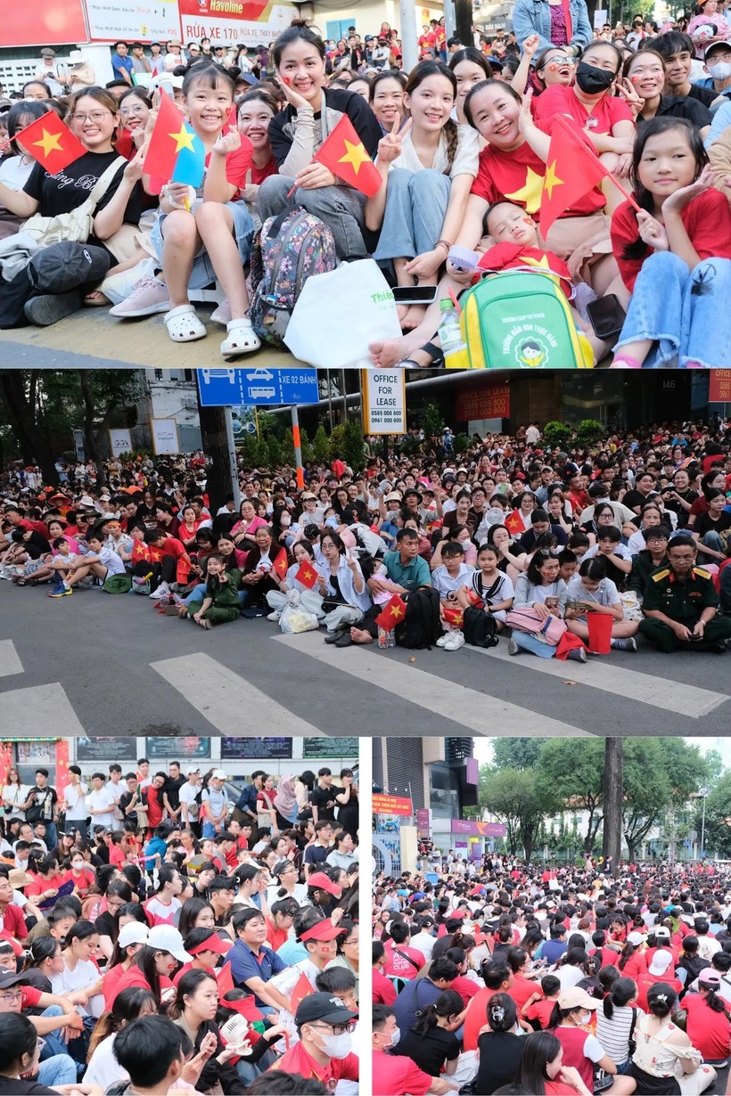 Buổi tổng duyệt diễu binh, diễu hành kỷ niệm 50 năm Ngày Giải phóng miền Nam, thống nhất đất nước diễn ra. Hàng ngàn cán bộ, chiến sĩ, học sinh, sinh viên, người lao động... từ khắp các lực lượng quây tụ về đại lộ Lê Duẩn, Nguyễn Huệ, Bến Bạch Đằng... tạo nên những dòng người và dòng cờ hoa bất tận.