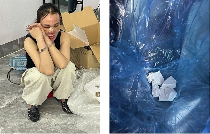 Lò Thị Phương và tang vật. (Ảnh: An ninh Điện Biên)