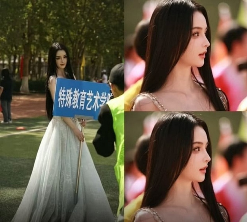 Chenyue thu hút sự chú ý trong sự kiện thể thao của trường. Ảnh: Weibo