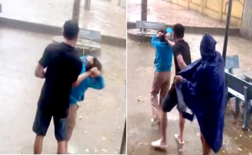 Vị phụ huynh có hành động túm tóc, xúc phạm nữ giáo viên giữa trời mưa trước sự chứng kiến của giáo viên và học sinh khiến dư luận bức xúc. (Ảnh: CAND)