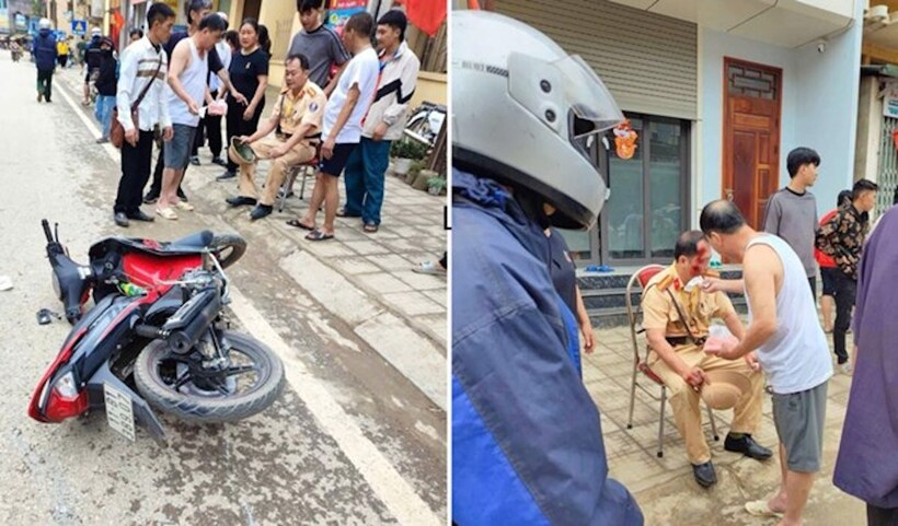 Thiếu niên 16 tuổi lạng lách, đâm trực diện Thiếu tá CSGT. Ảnh CACC