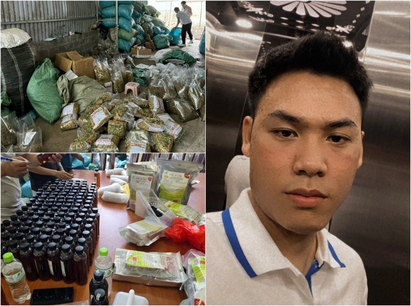 Đối tượng Diễn và tang vật vụ án. Ảnh: Lao động thủ đô