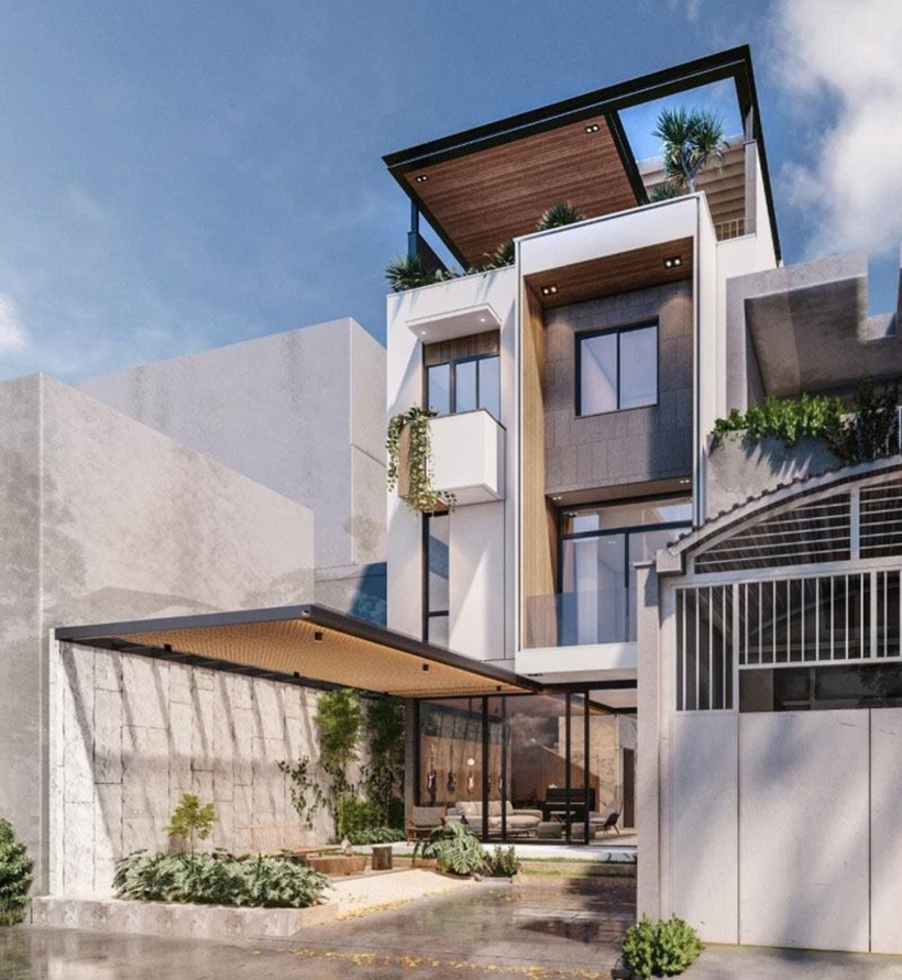 Không gian tối giản, vật liệu trang trí nhẹ nhàng và màu sắc tươi sáng chính là những điểm nhấn tạo nên mẫu nhà phố mang hơi thở bình yên giữa lòng thành thị đông đúc.