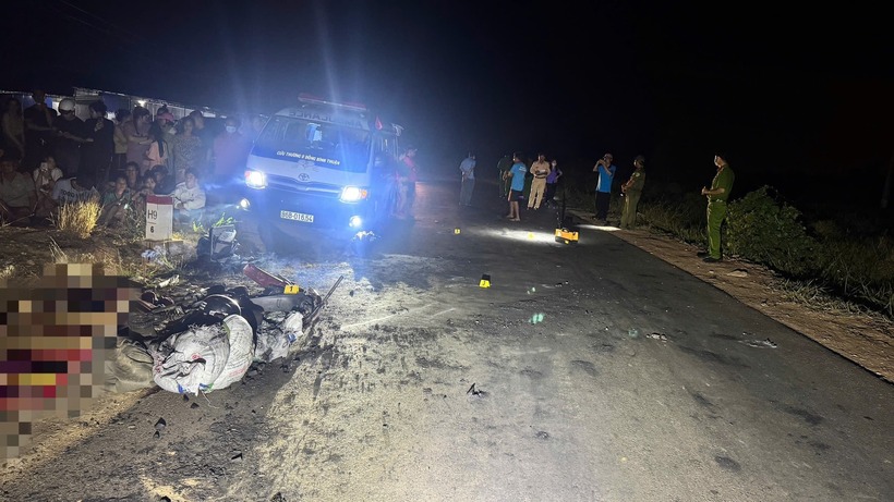 Hiện trường vụ tai nạn giao thông ở Bình Thuận. Ảnh: Báo Bình Thuận