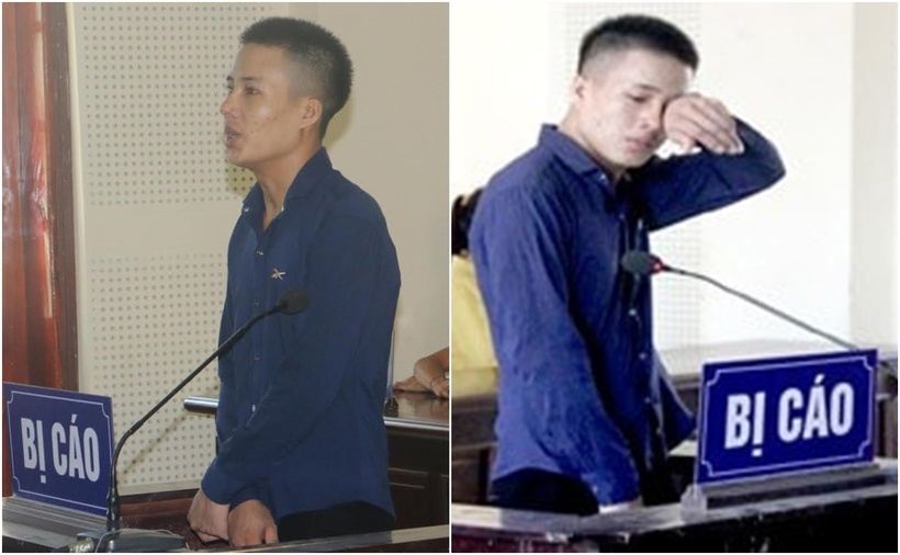 Bị cáo Lương Văn Pắn gạt nước mắt khi nghe lời tha thứ của người vợ. (Ảnh: Công lý, báo Công an Nghệ An)