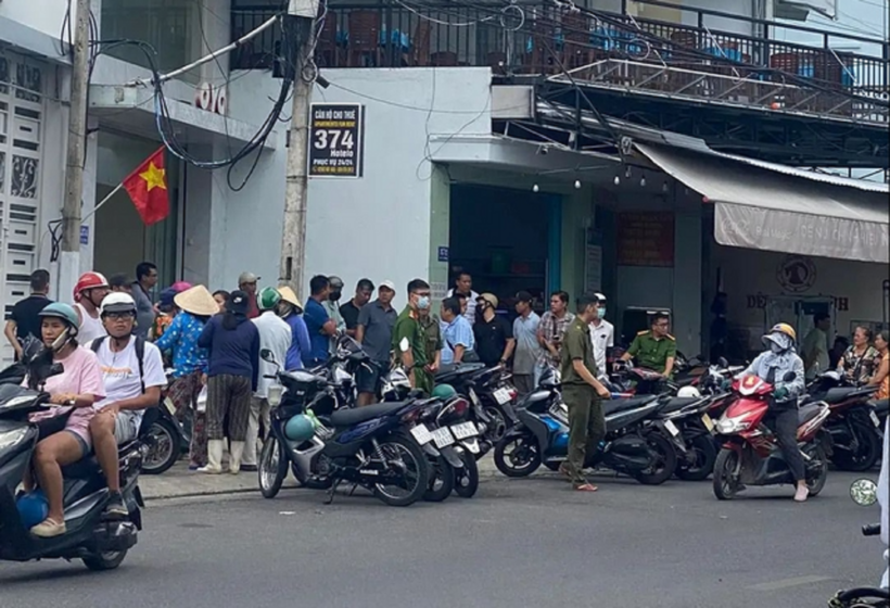 Hiện trường vụ việc ở khách sạn tại Nha Trang. Ảnh: NLĐ