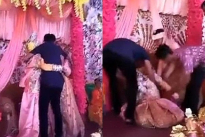 Cô ngất xỉu ngay trên sân khấu, khiến toàn bộ khách mời bàng hoàng. Ảnh: Báo Dân việt.