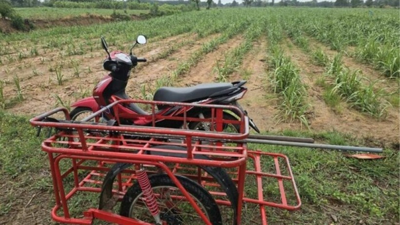 Người đàn ông bị sét đánh tử vong khi đang chạy xe máy đi kiểm tra cánh đồng mía. Ảnh: KhaoSod