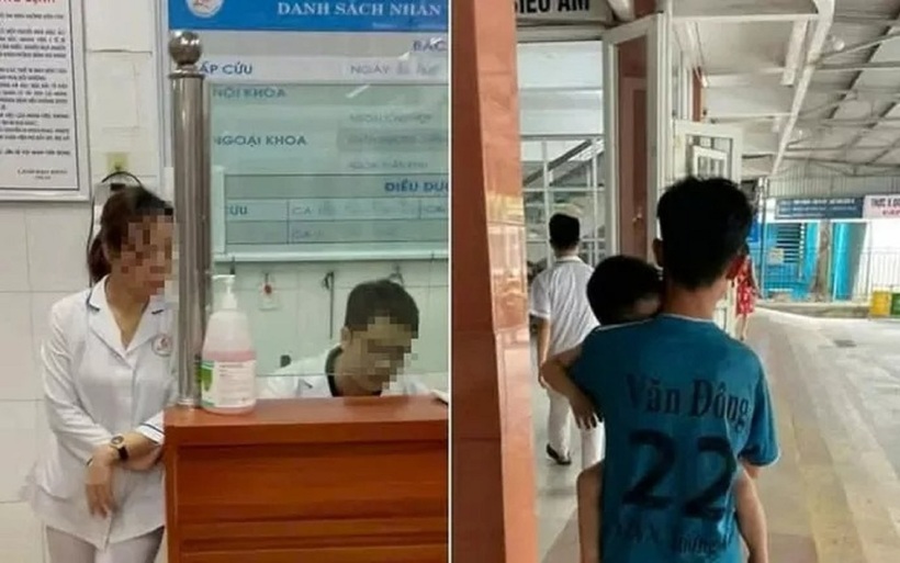 Hình ảnh bé trai bị tai nạn giao thông tới Bệnh viện Đa khoa tỉnh Nam Định cấp cứu nhưng bị yêu cầu phải đóng đủ tiền viện phí tạm ứng mới cấp cứu. Ảnh: Báo Công Thương