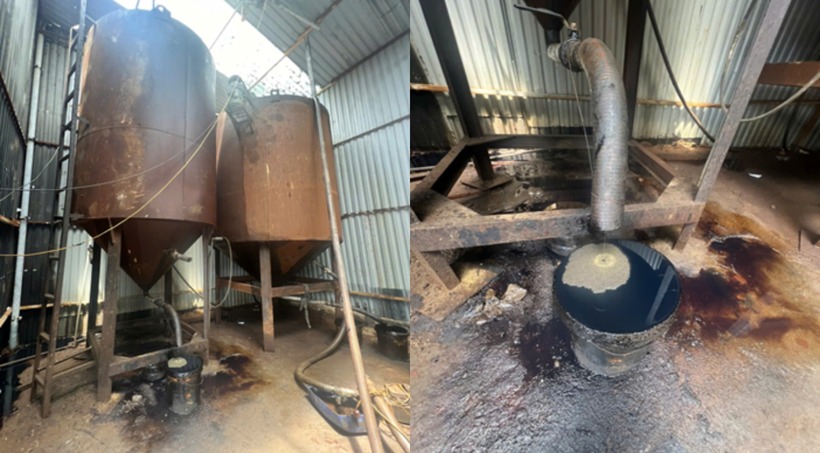 Cơ sở tái chế dầu. Ảnh: Công an TP Hà Nội.