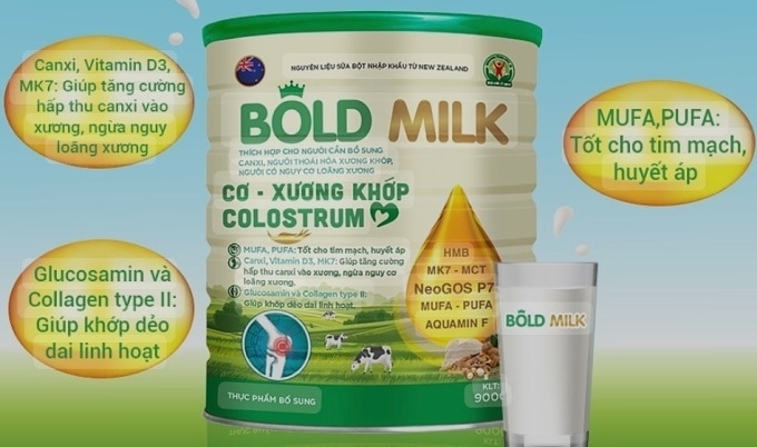 Sữa Bold Milk cơ xương khớp Colostrum nằm trong danh sách 72 loại sữa giả đang được điều tra. Ảnh: VnExpress