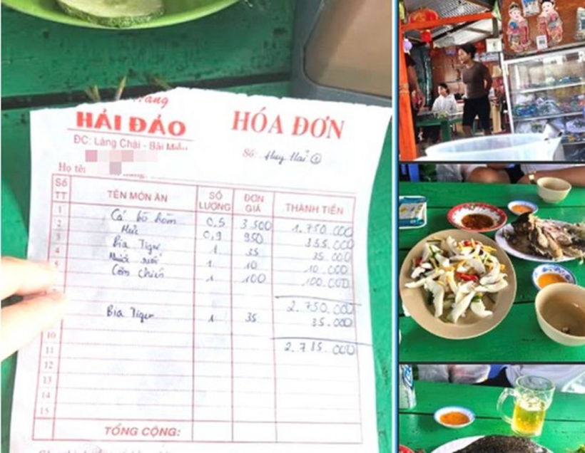 Hóa đơn bán cá bò hòm 3,5 triệu đồng/kg. Ảnh: Tiền Phong