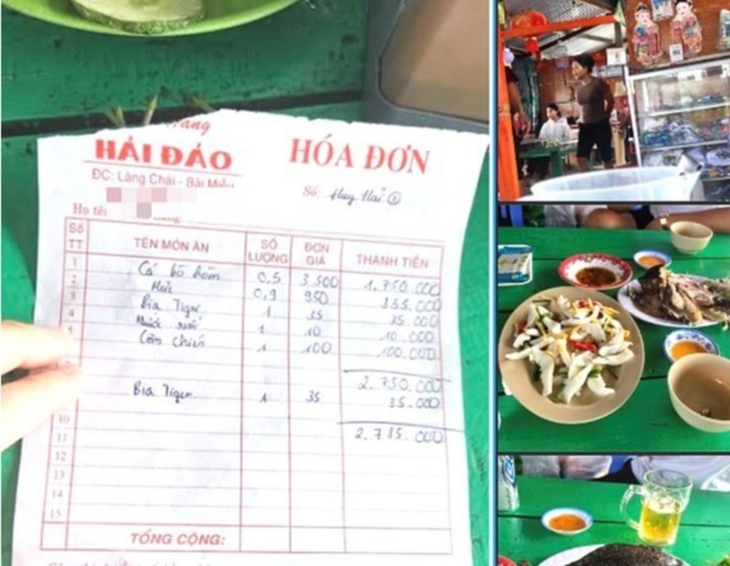 Cơ quan chức năng đã kiểm tra và xác định bè nổi bán hải sản ở vịnh Nha Trang có 3 lỗi vi phạm. Ảnh: Báo Lao Động.