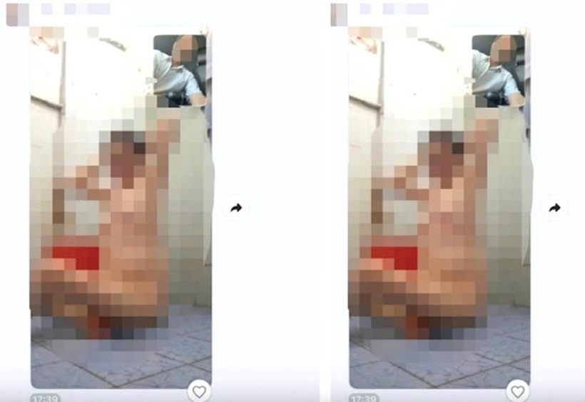 Hình ảnh hiệu trưởng đang trò chuyện video với người phụ nữ khỏa thân được gửi vào nhóm Zalo chung của nhà trường. Ảnh: Tiền phong