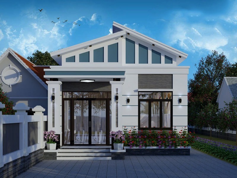 Không gian xung quanh nhà là sân vườn và tiểu cảnh, góp phần mang đến không gian sống xanh cho gia chủ.