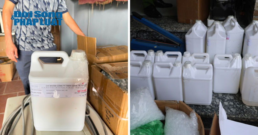 Cận cảnh dung dịch dùng để pha chế.