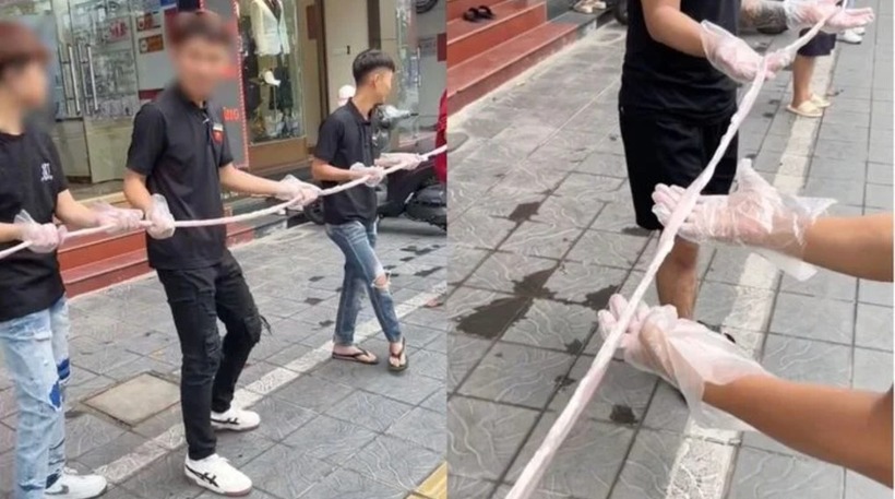 Đoạn lòng dài 40m khiến dân mạng tranh cãi. (Ảnh: Cắt từ clip)