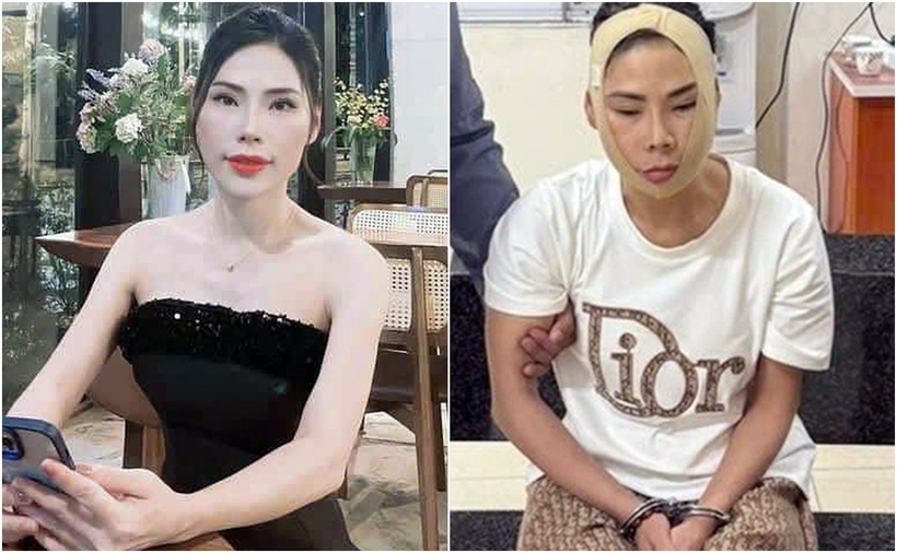 Nguyễn Thị Tâm thời điểm trước và khi bị bắt. (Ảnh: Trạm Cảnh sát giao thông Tuy An)