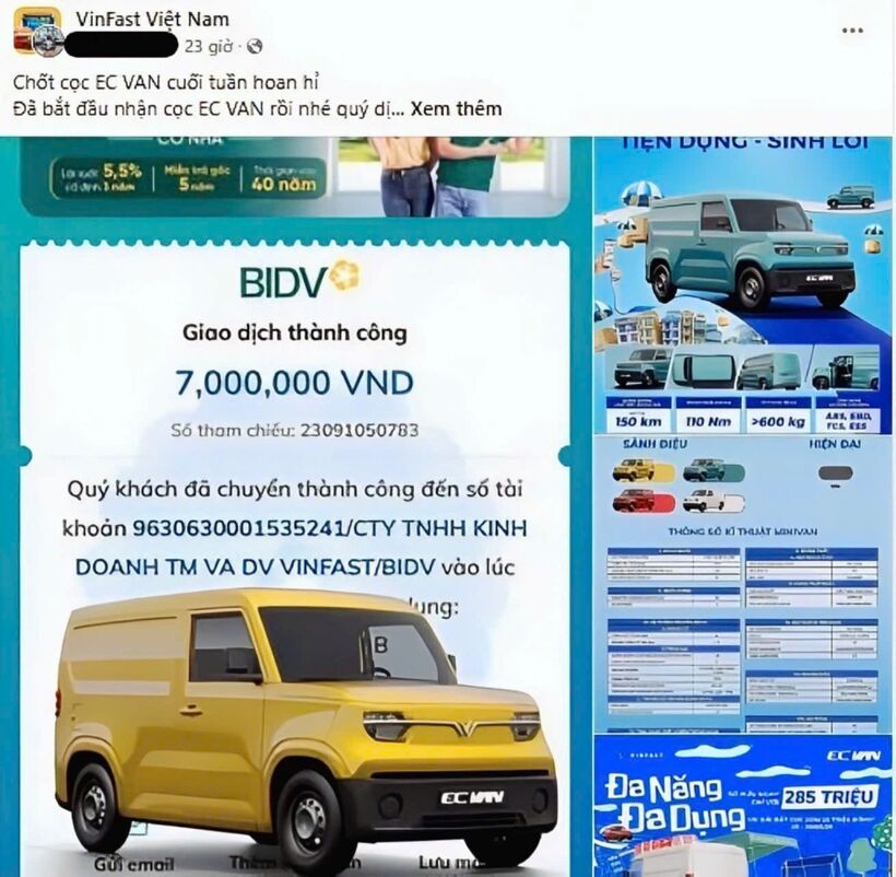 Khách hàng Việt háo hức khoe “bấm nút” chốt cọc sớm VinFast EC Van - 1