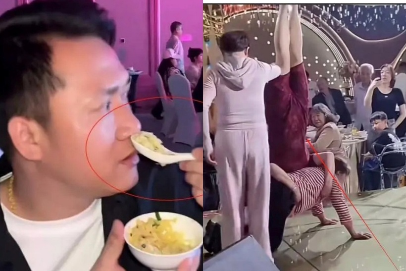 Hành động này của mẹ chú rể khiến nhiều quan khách “ngượng chín mặt”. Ảnh: Sohu.