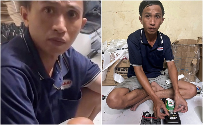 Nguyễn Văn Khánh cầm đầu đường dây sản xuất, buôn bán dầu nhớt giả. (Ảnh: Cơ quan công an)