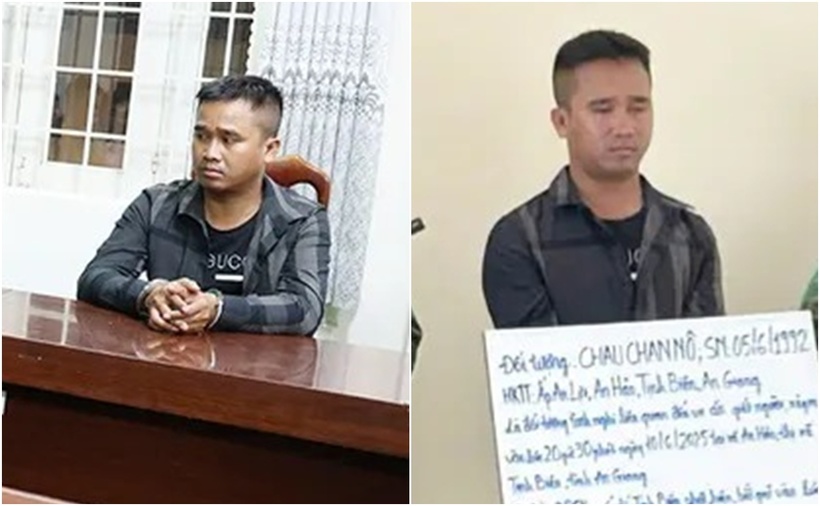 Lực lượng Bộ đội Biên phòng phối hợp lực lượng công an kịp thời phát hiện, bắt giữ Chau Chan Nô khi đang tìm cách trốn qua Campuchia. (Ảnh: Cơ quan công an)