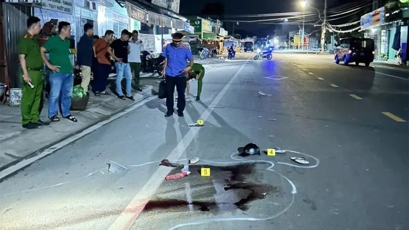 Hiện trường vụ án mạng sau chuyện chạy xe nẹt pô ở An Giang. (Ảnh: Cơ quan công an)