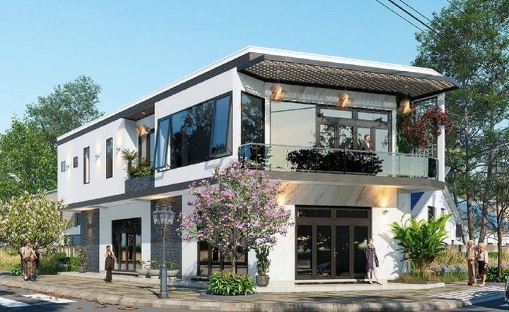 Mẫu nhà 2 tầng, 2 mặt tiền. Ảnh: Thietkenhadephaiphong
